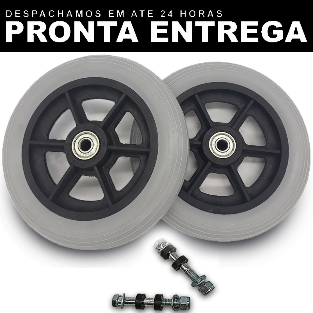 Roda Dianteira aro 6 Maciça Cinza Para Cadeira de Rodas ( PAR ) Pronta Entrega