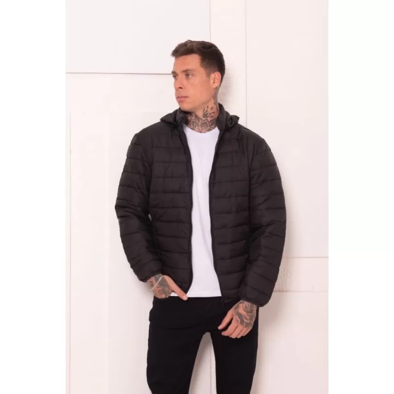 Jaqueta  Bobojaco Puffer Capuz Removível Bolsos Internos Impermeável