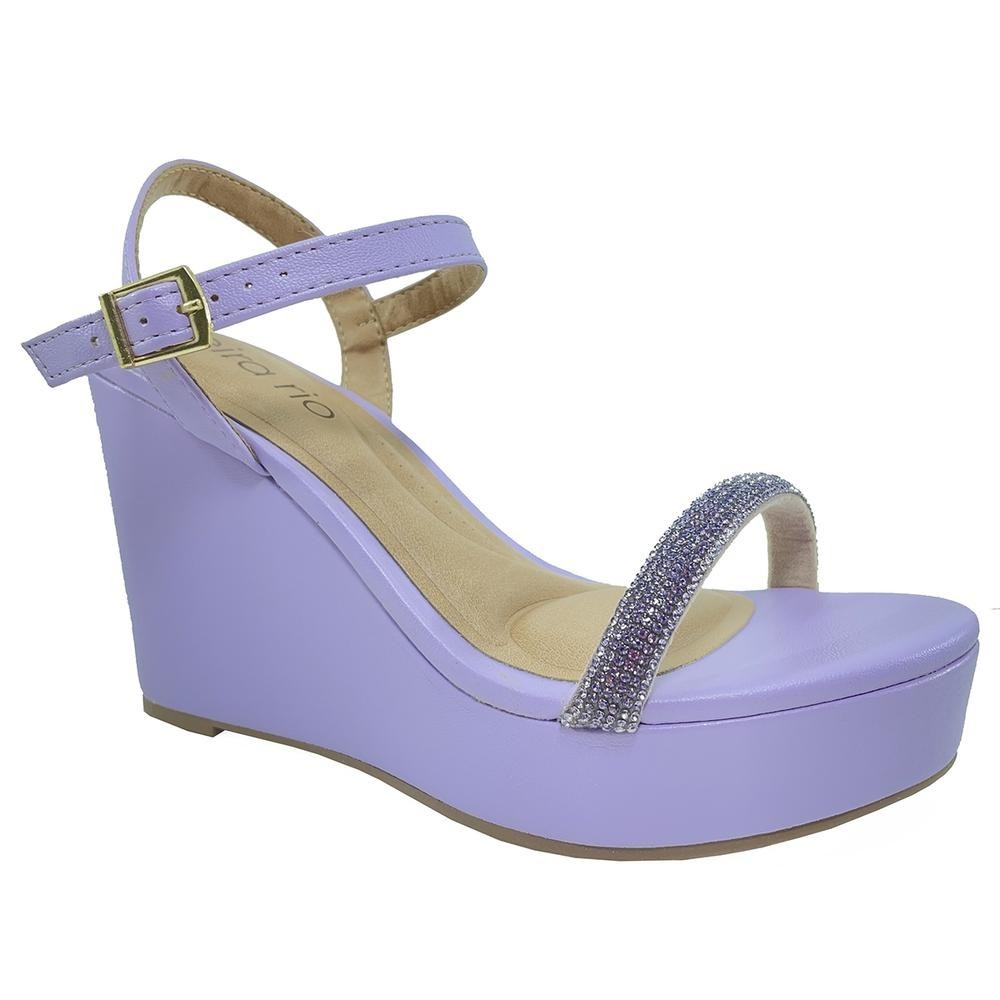 Sandália Plataforma Beira Rio XII Brilho Feminina – Lilás