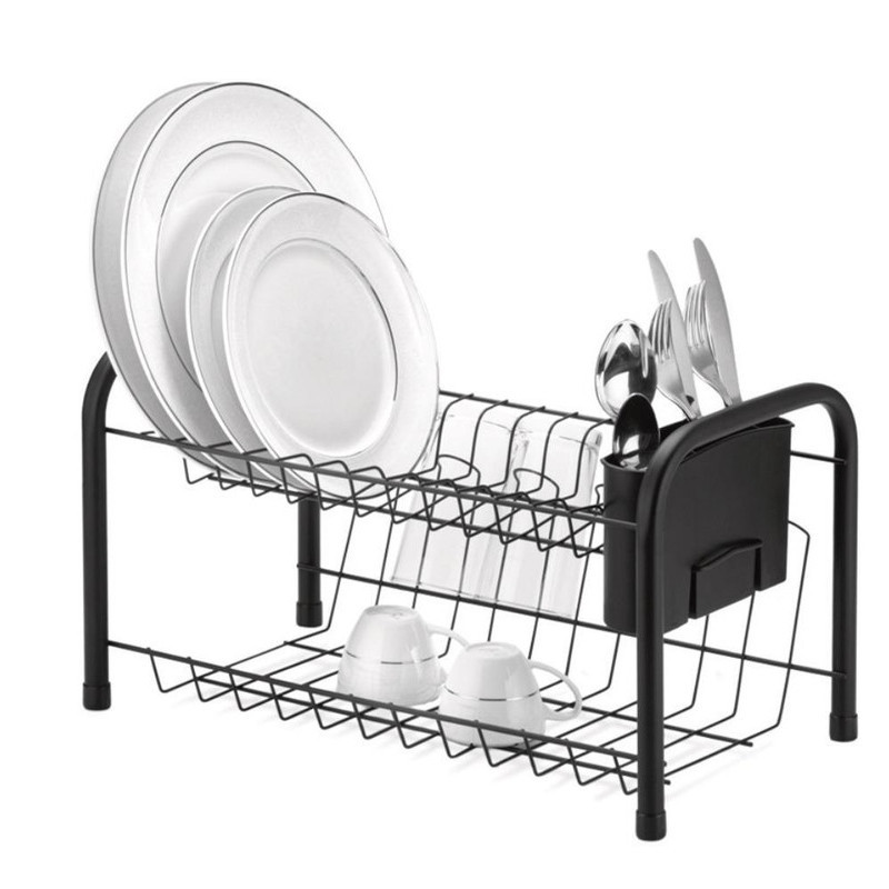 BLACK – ESCORREDOR DUPLO C/ PORTA TALHER / COPO P/ 12 PRATOS