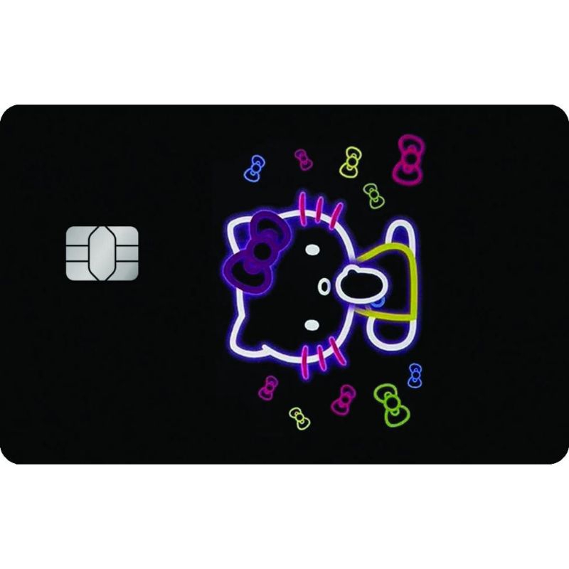 adesivo de cartão crédito débito hello kitty fofo neon divertido colorido arco-íris