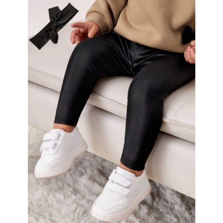 Calça de Bebê Tipo Couro com Lacinho Leggin Infa