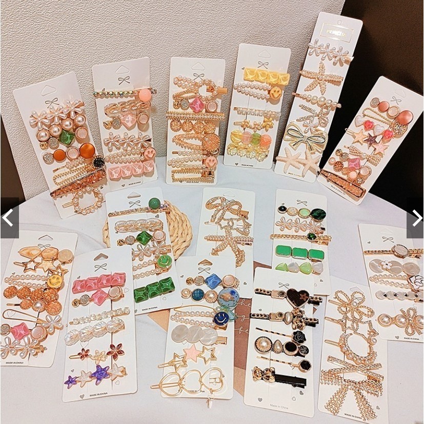 KIT 18 unidades Clipe Simples Liu Haibian Palavra Clipe Pérola De Cristal De Volta Cabeça Superior