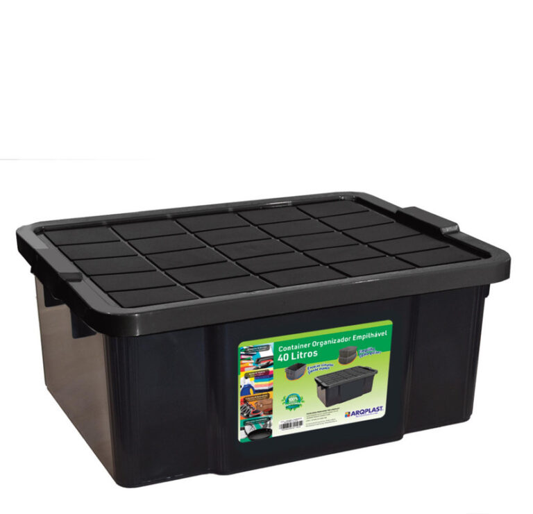 ORGANIZADORA EMPILHAVEL 40L PRETA – 59 X 25 
