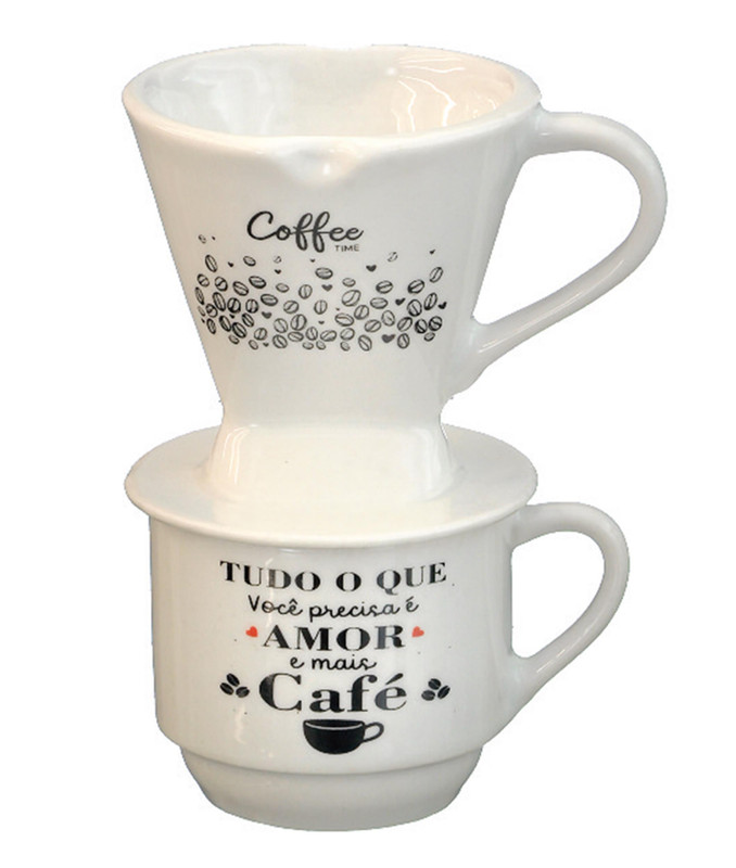 XICARA 200 ML C/ SUPORTE P/ COADOR DE CAFÉ DEC