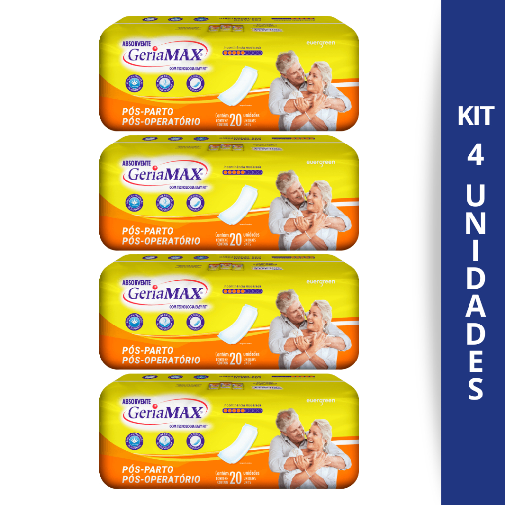 KIT 4 ABSORVENTE PÓS-OPERATÓRIO GERIAMAX 20 UNIDADES