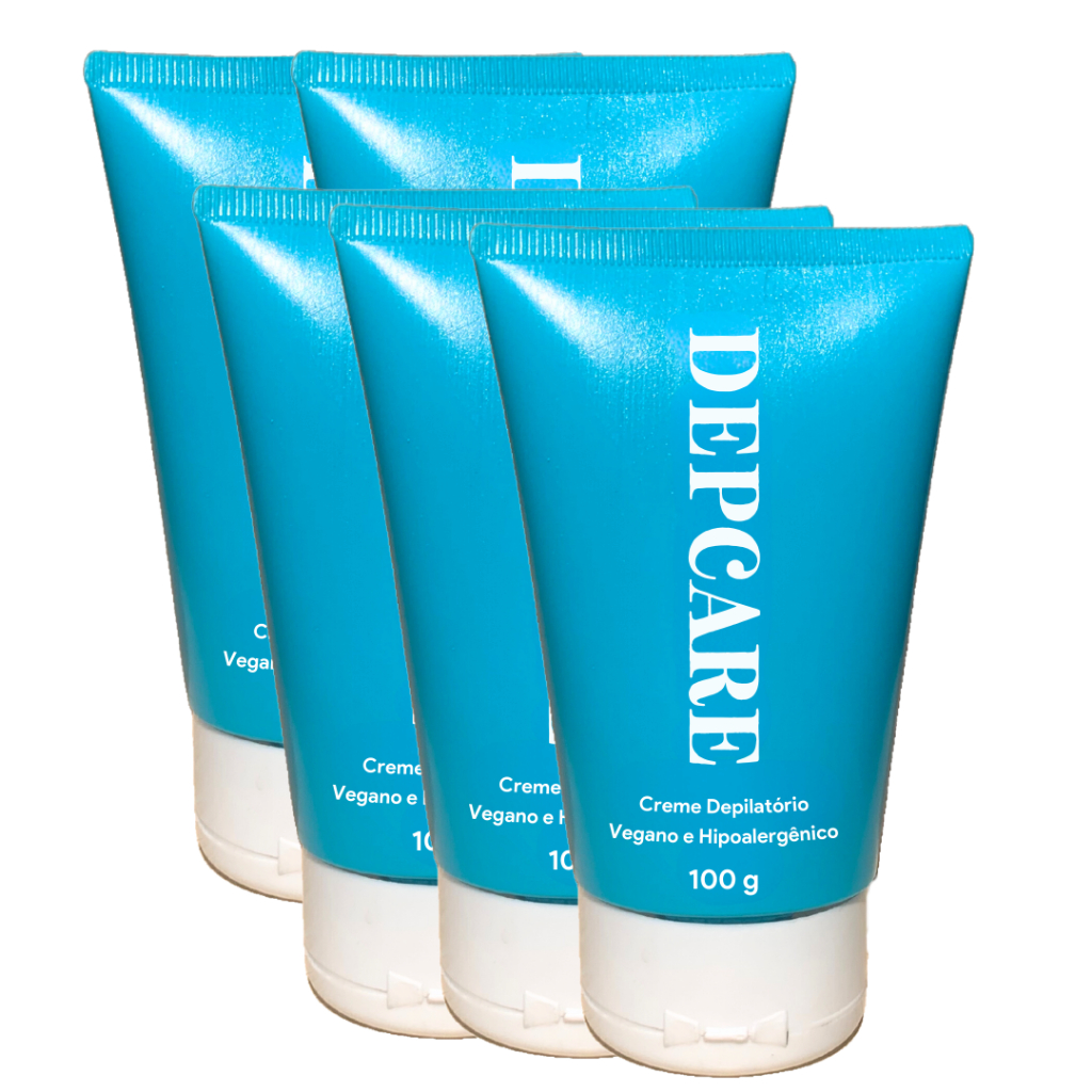 KIT de 5 Depcare Creme Depilatório Vegano Hipoalergênico 100g com Brinde de Espátula