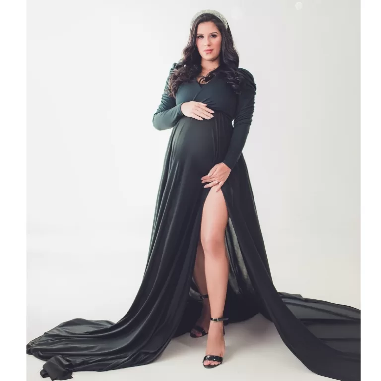 Vestido para ensaio de gestante elegante