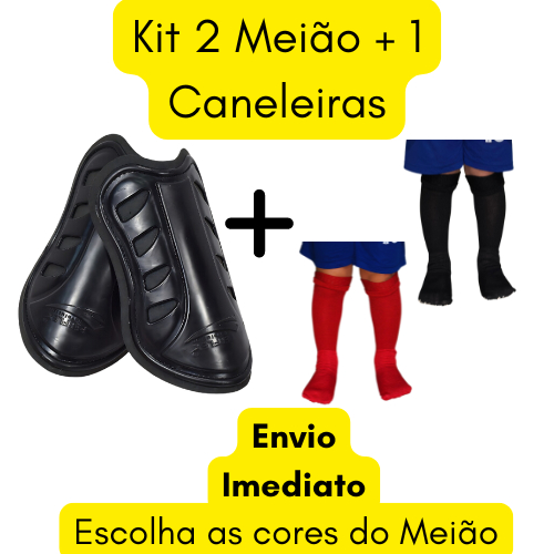 Kit 2 Meião + 1 Caneleira De Futebol Esportivo In
