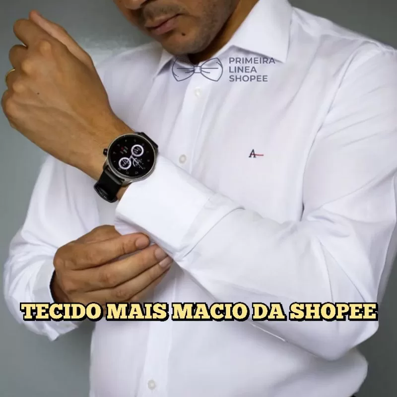 Outlet Camisas GRIFE Sociais Premium Social Manga Longa COM Algodão e Elastano 40.1