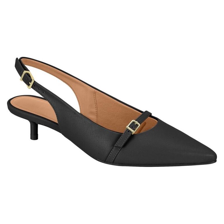 Scarpin Vizzano Slingback com Fivela Dourada Vizza