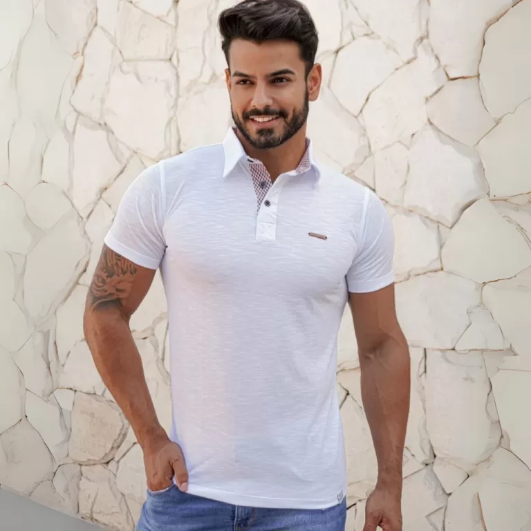 Camisa Polo Masculina Premium Slim Lisa Casual 100