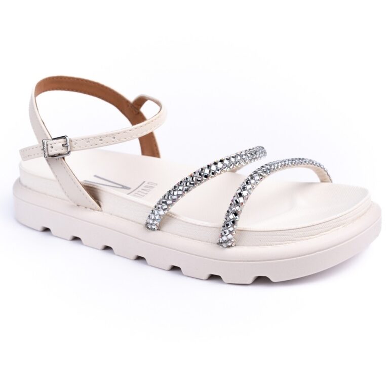 Rasteira Vizzano Flatform Tiras Strass Feminina