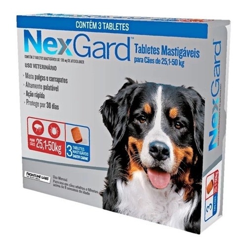 Nexgard 25kg A 50kg 3 compr Antipulgas e Carrapato