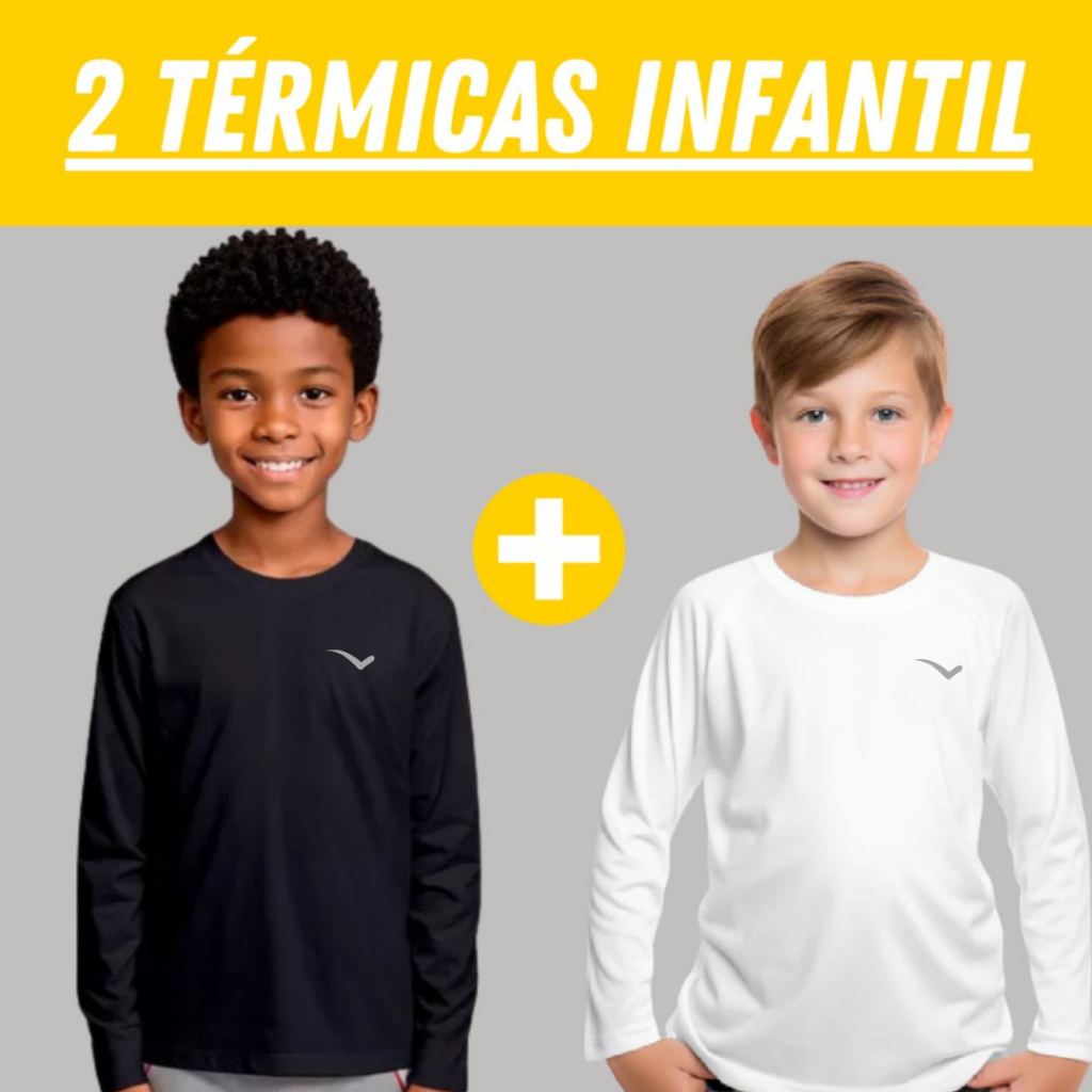 Kit com 2 Camisetas térmicas fenix Infantil proteção solar UV 50+ Segunda pele