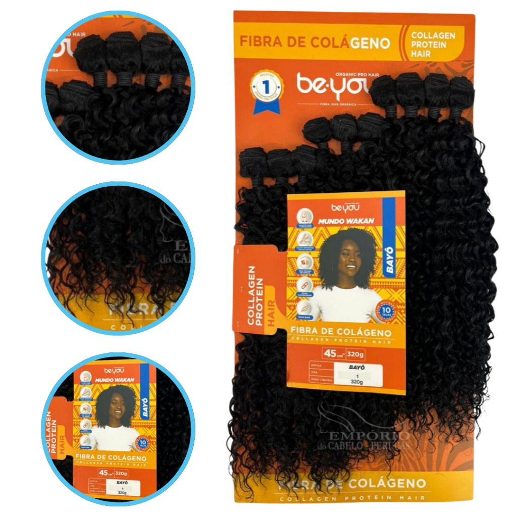 Cabelo Bayô Fibra De Colágeno Cacheado 45cm Be You Várias Cores