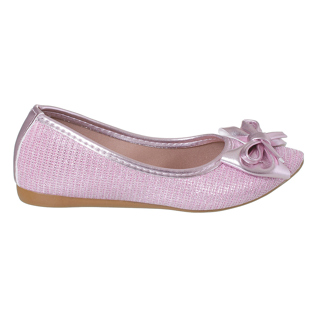Sapatilha Infantil Feminina Com Laço Brilho Glitter Princesa Rosa Menina Blogueira Casual Conforto