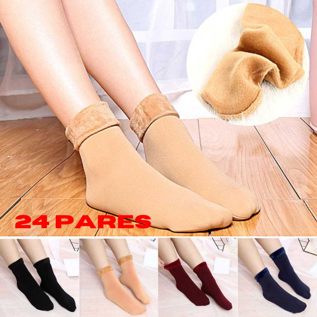 Kit 24 Pares  Meias Termica Femininas masculinas Forrada inverno Peluciada atacado