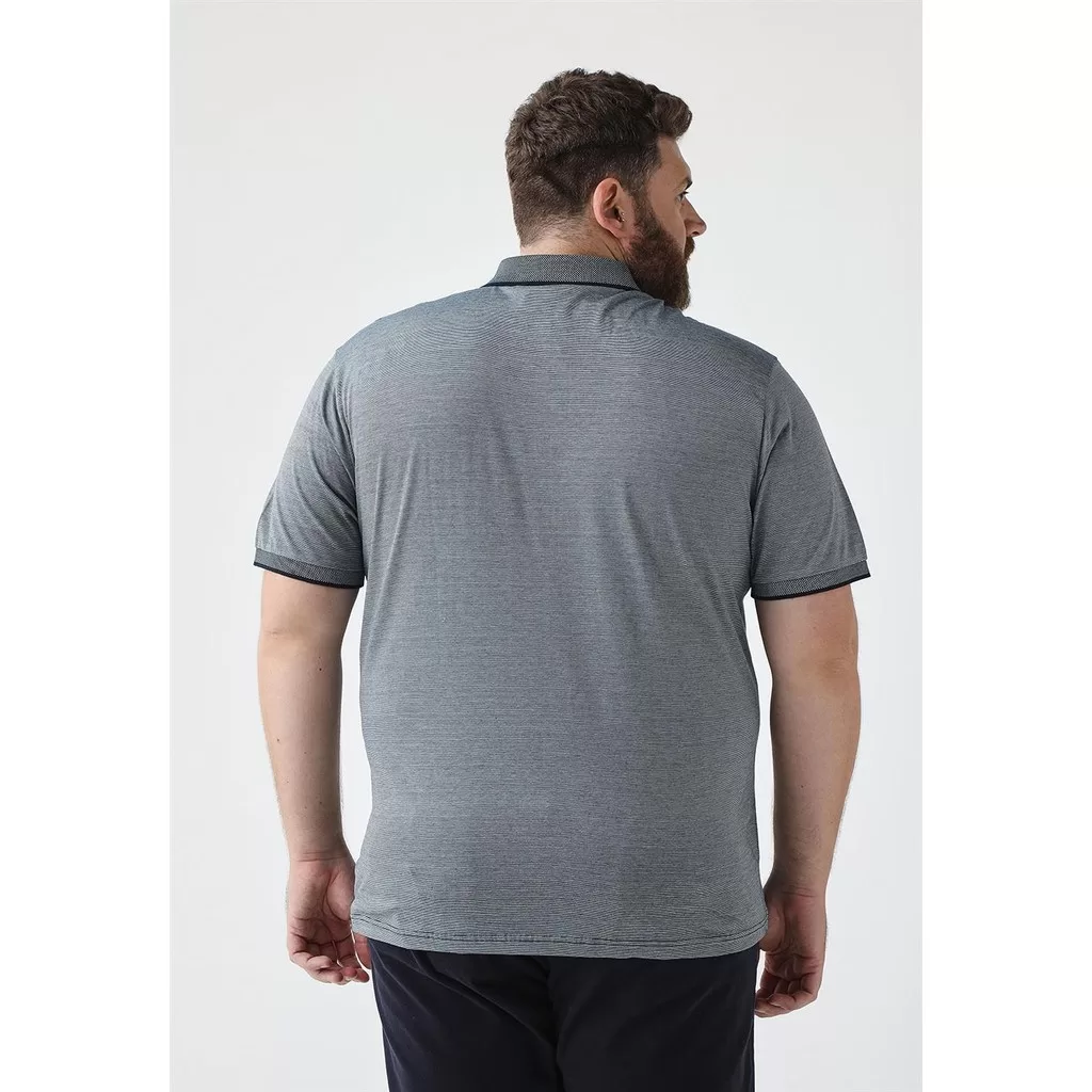 Polo Manga Curta Comfort Pima – Azul Marinho / Azul Acqua