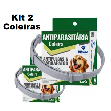 Kit 2 Coleiras Dugs Antipulgas e Carrapatos p/Cãe