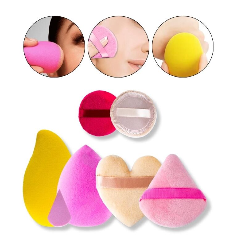 Kit 7 Esponja Gota Veludo Manga Maquiagem Pó Base