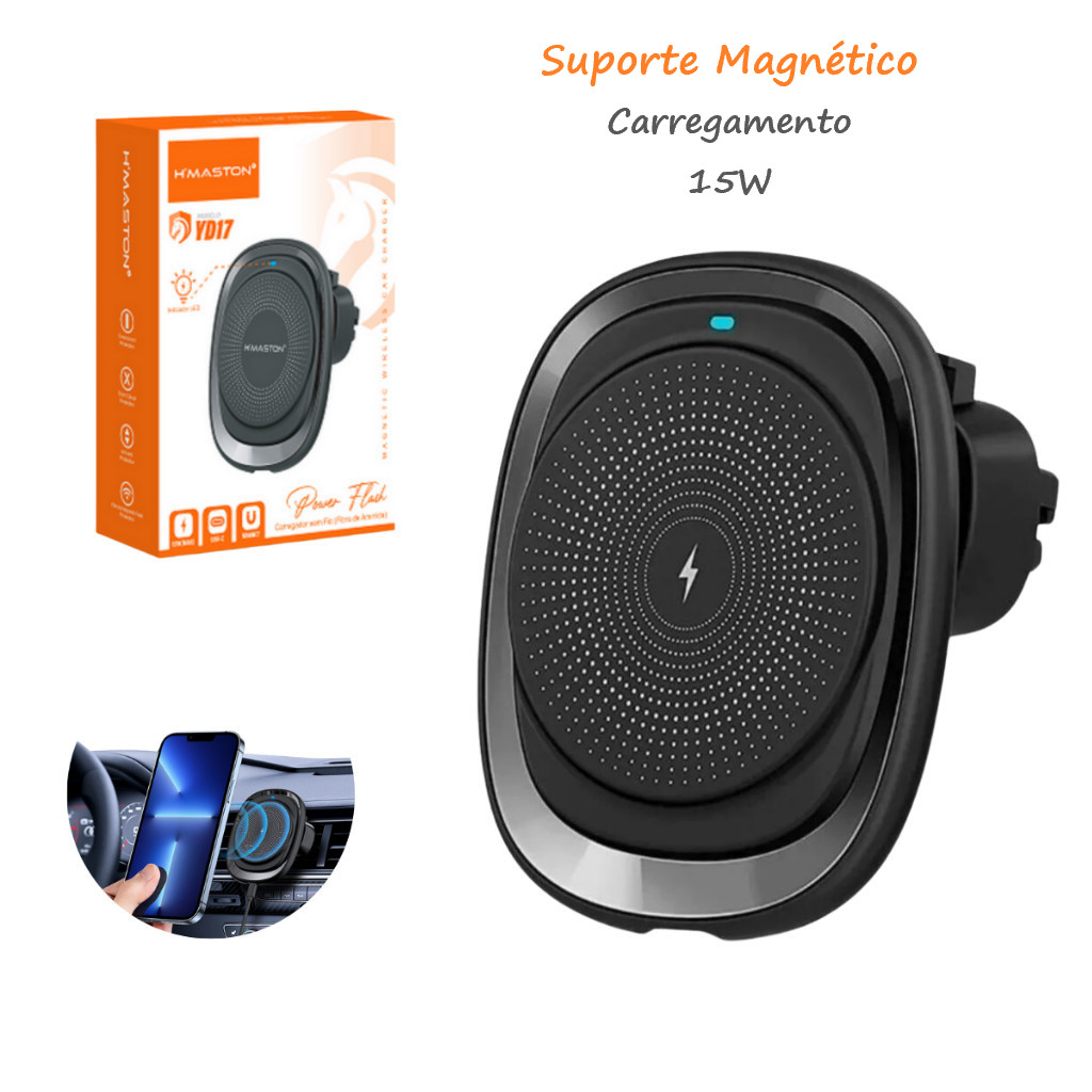 Carregador Suporte Para Celular Veicular Sem Fio Magnético Magsafe indução Carro Saída De Ar Iphone