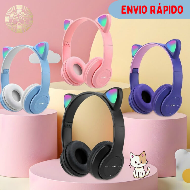 Fone de Ouvido Bluetooth Gatinho Orelha Em Luz de 