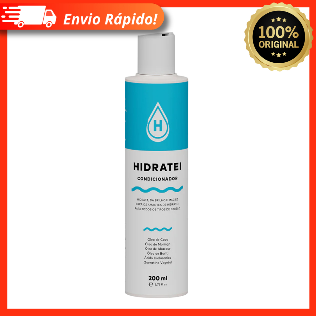 Condicionador Hidratei 200ml – Hidratação Brilho e Maciez – Reduz Frizz e Pontas Duplas – Hidrata