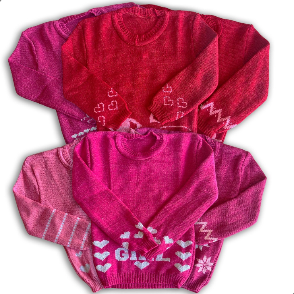 Suéter Tricô Infantil Menina Inverno Quentinho Confortável Sortido Tamanhos 1 2 3 Anos Estilo e Prot