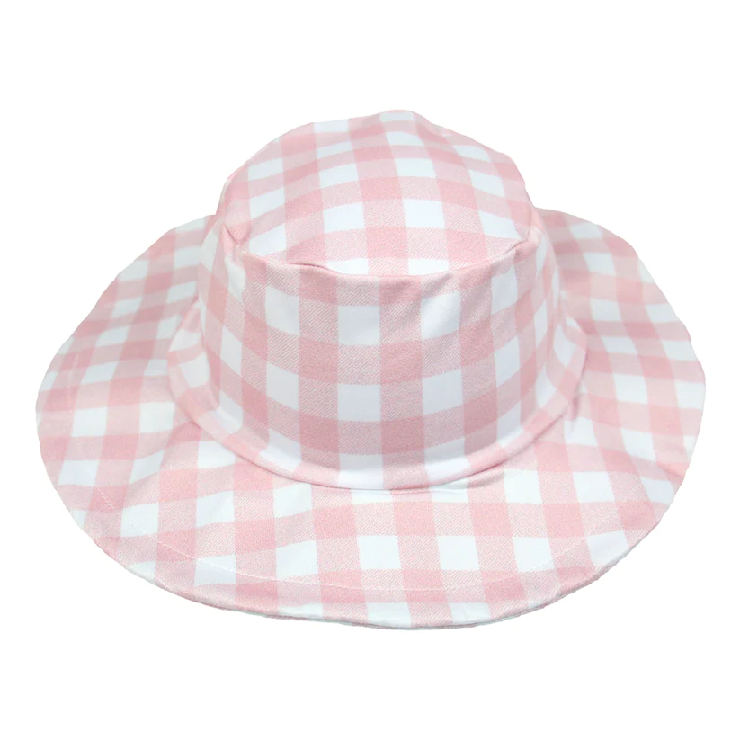 Chapéu Bebê Praia Xadrez Rosa MiniBoo Proteção Solar 50+