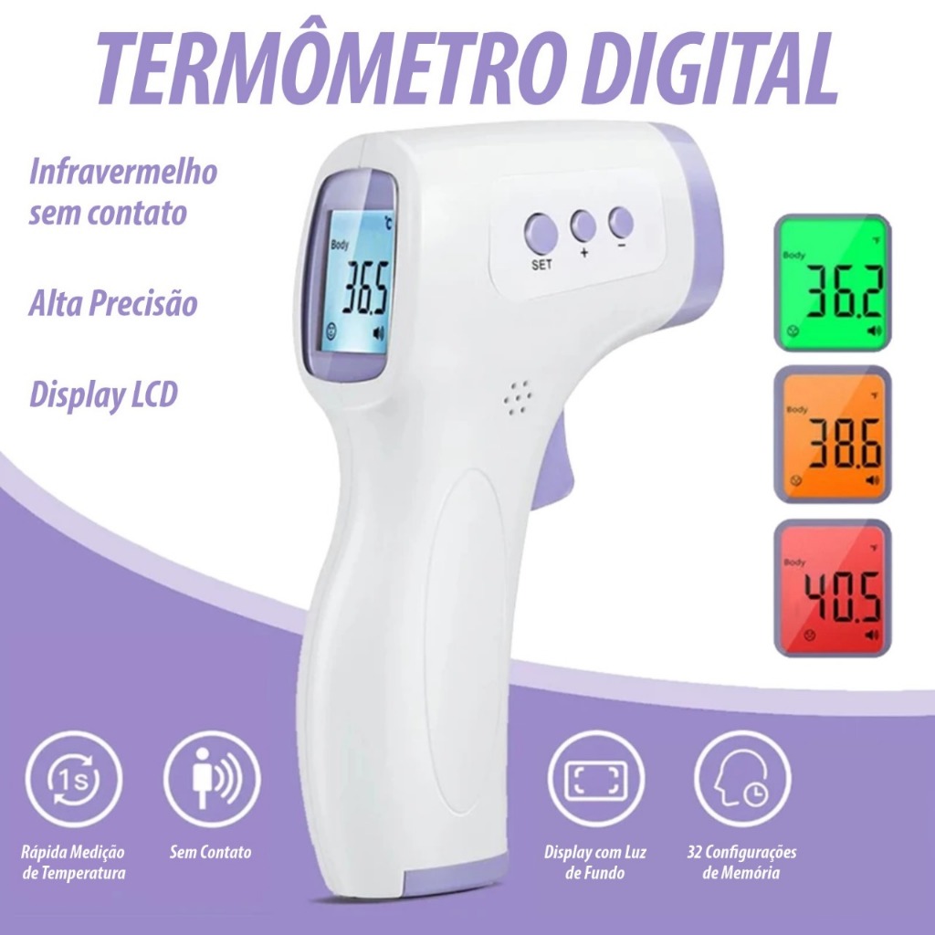 Termômetro Infravermelho Para Bebê Adulto Digital Display Lcd