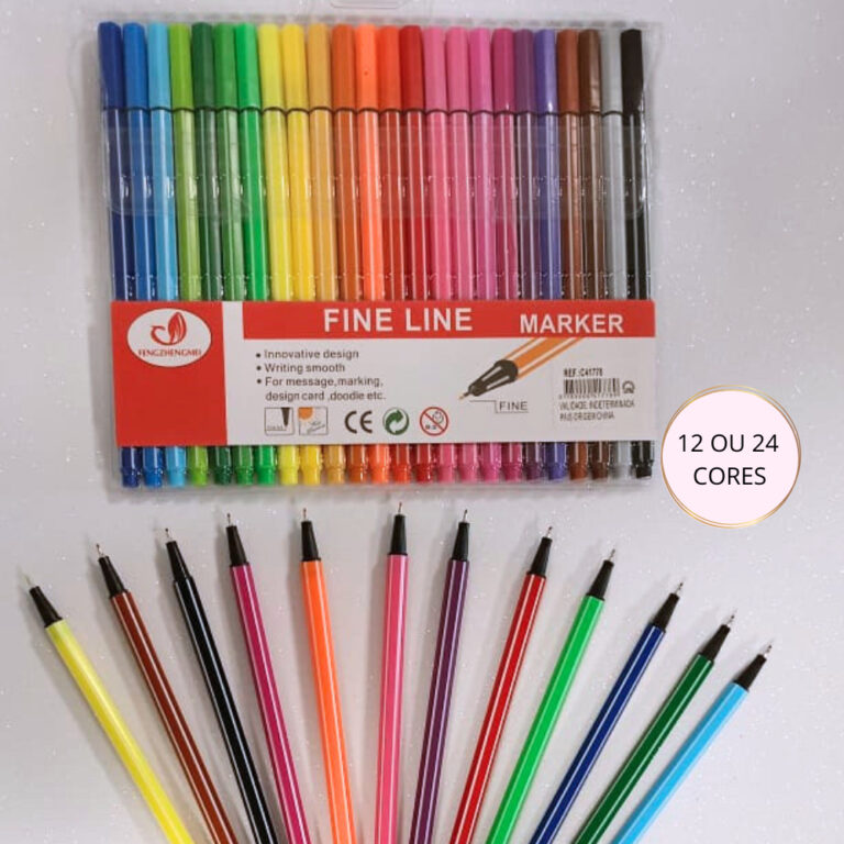 Caneta Fine Line Ponta Fina 0.4 mm Kit Com 12 / 24