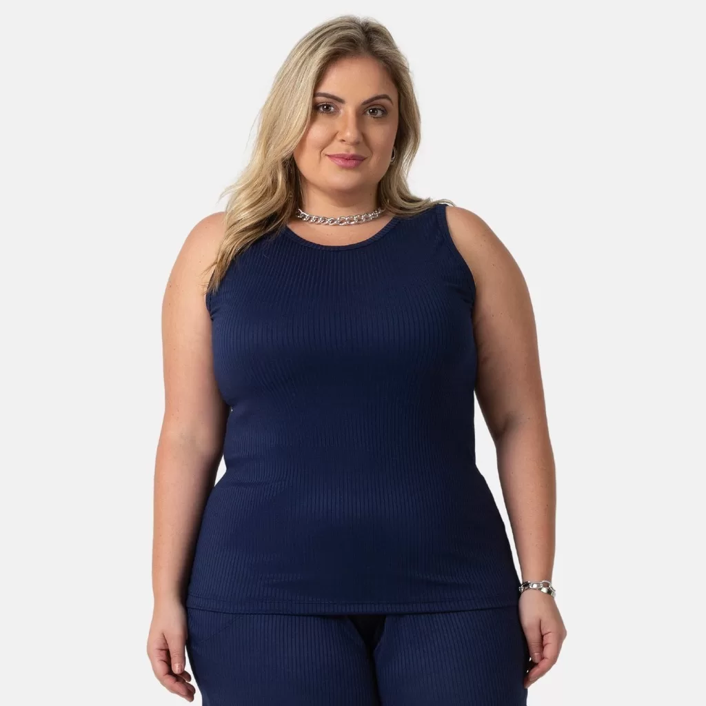 Regata Feminina Plus Size Canelada Conforto Verão 1213-A