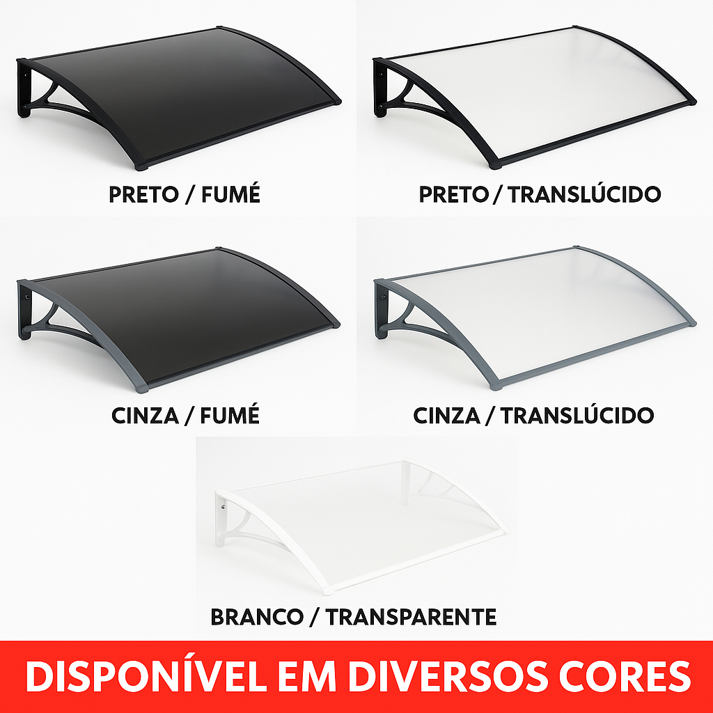 Toldo Modular Policarbonato 1,00×0,50m – Portas e Janelas – Completo
