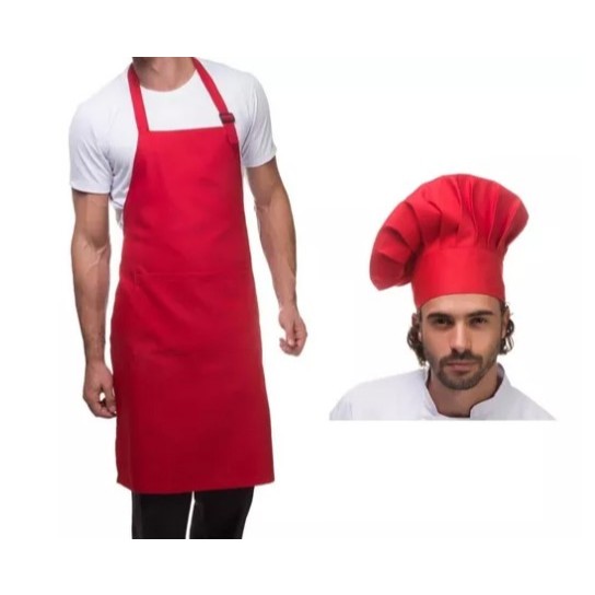 Kit Chapéu + Avental de cozinheiro/ chef / culin