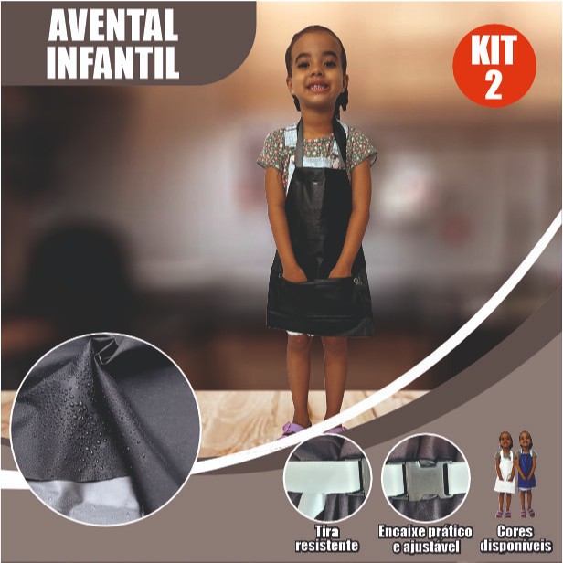 Kit 2 Avental  PVC Infantil para crianças se alim