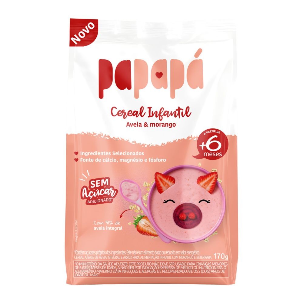 Cereal Infantil Papapá Aveia e Morango 170g