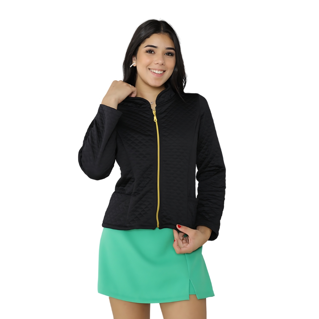 Jaqueta Bomber infantil Feminina Casaquinho Metalasse Juvenil com Ziper Bolsos Laterais moda infanti