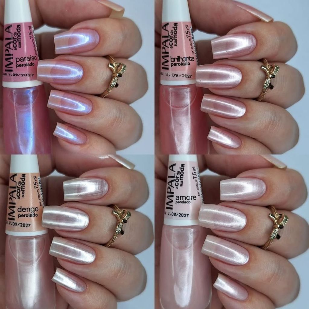 Kit 4 Esmaltes Impala Perolados Tons de Rosa Cintilantes Clássicos Mais Vendidos