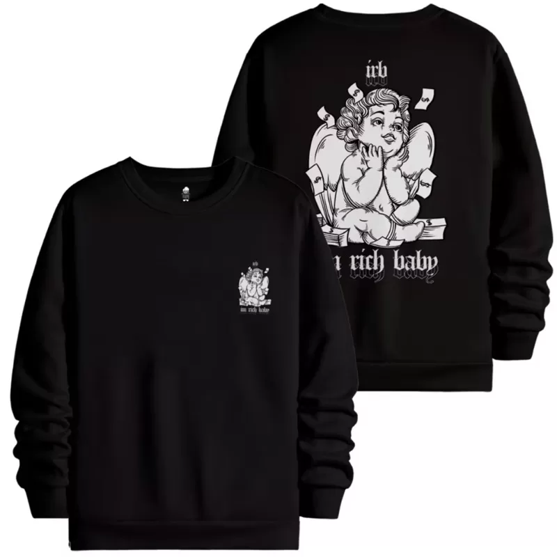 Moletom Gola Redonda Blusa De Frio Casaco Anjo Money Streetwear Cartton Style Im Rich Baby