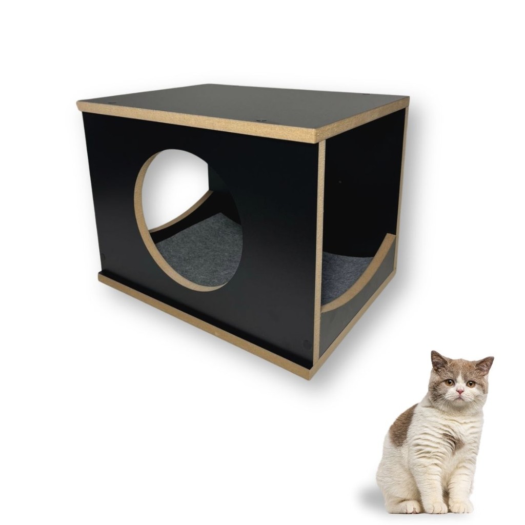 Nicho Para Gato REFORÇADO MDF 15mm PREMIUM Casinha de Gato Montado Caminha de Gato Toca Com Carpete
