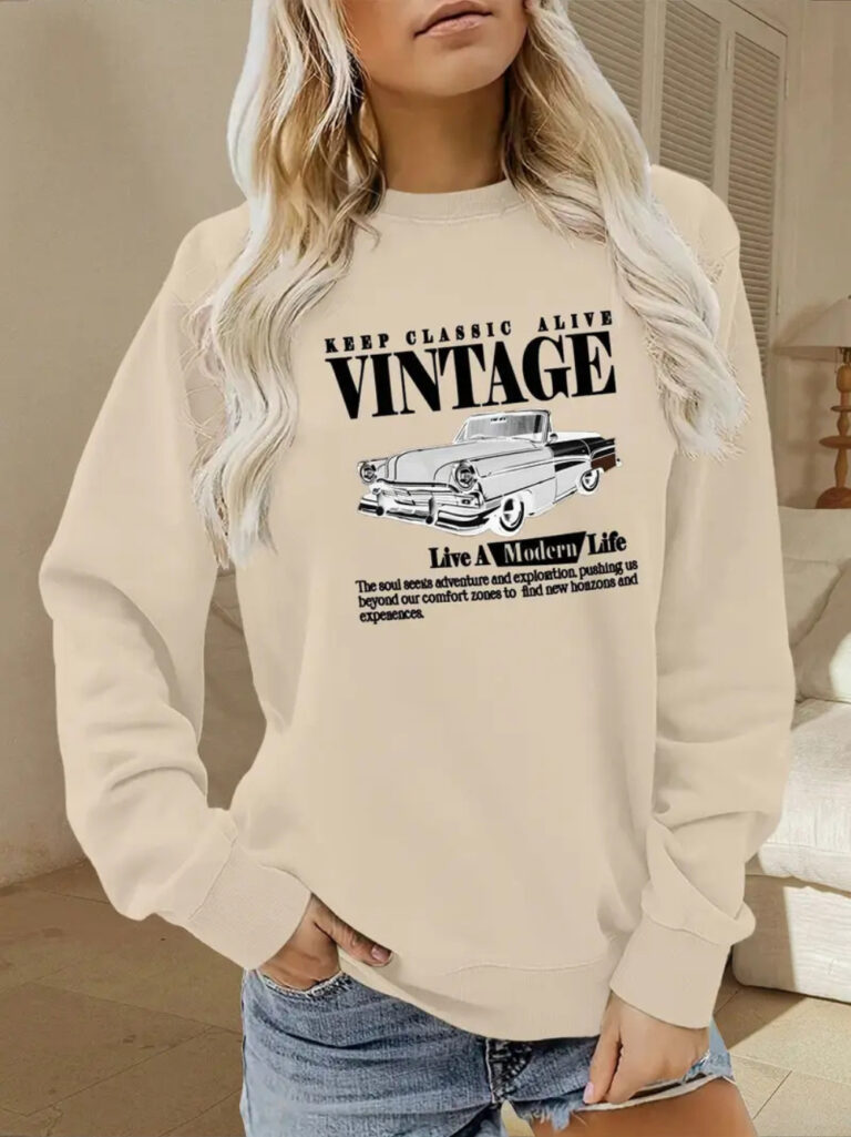 Moletom Feminino Vintage Carro Blusa de Frio Casac