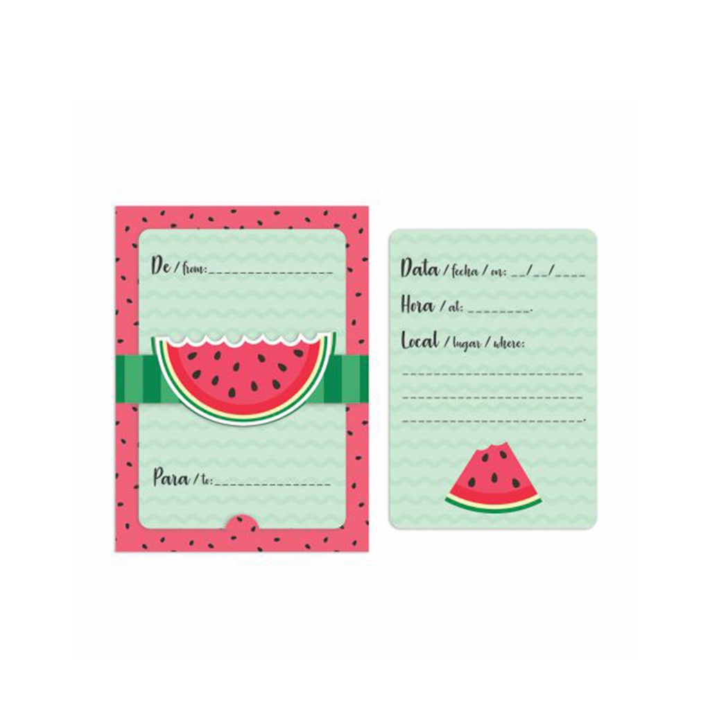 Convite Aniversário Melancia Junco 8und