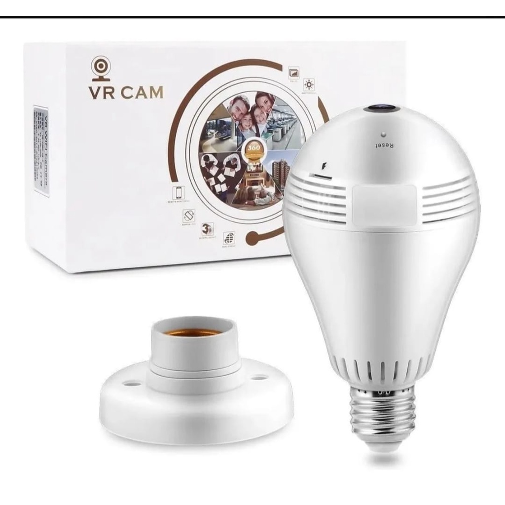 Lampada com camera ip wifi espia sem fio HD segurança monitoramento vr cam led