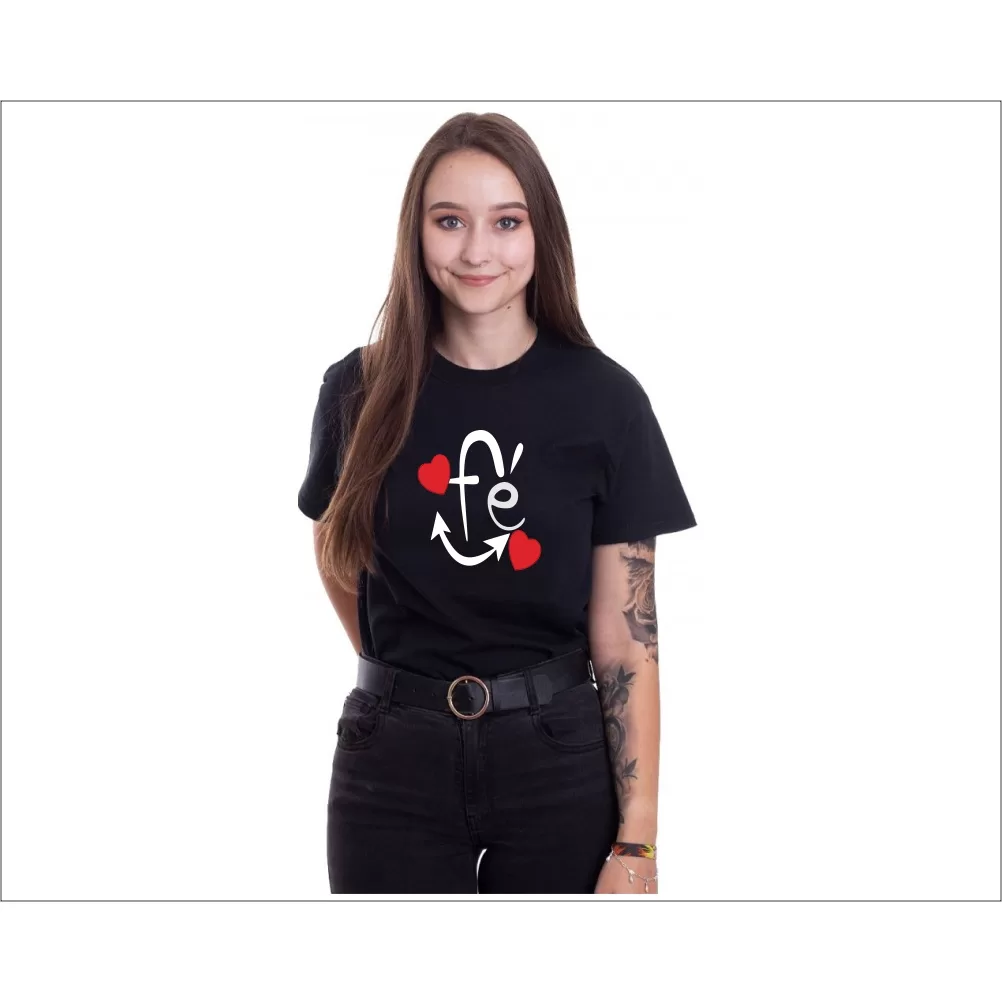 Camisa Baby Look Personalizada Religião Fé Alta Qualidade E Durabilidade Anti-pilling 100% Poliéster