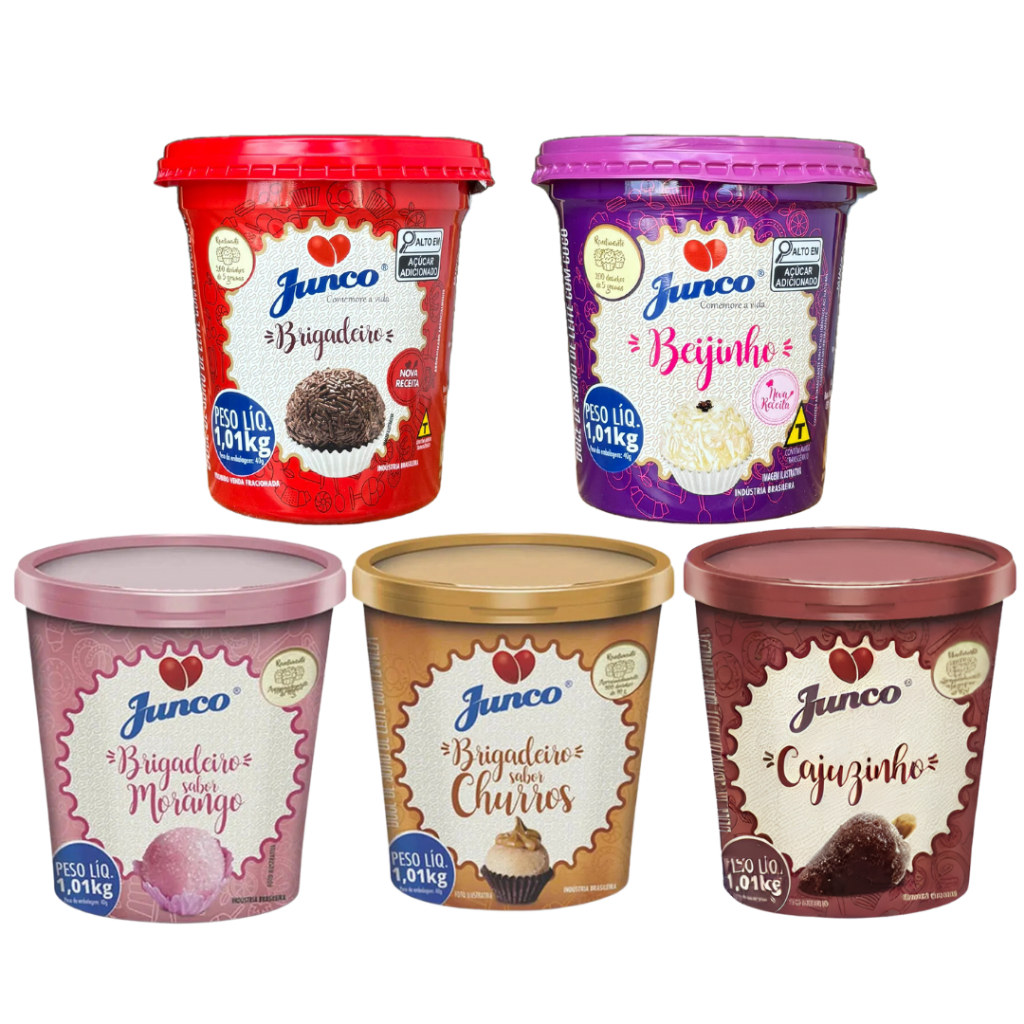 Pote Junco 1,01kg Brigadeiro/Beijinho/Cajuzinho/Morango/Churros/Doce de Leite – Pronto para enrolar