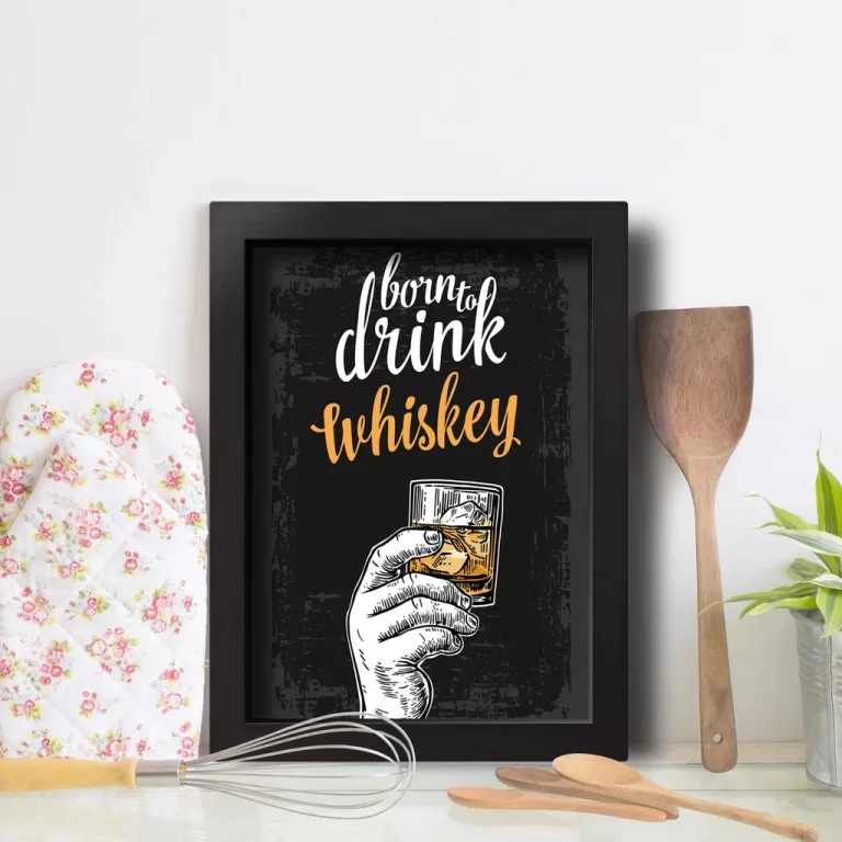 Quadro Cozinha e Bar Frase Whiskey 22x32cm Moldura