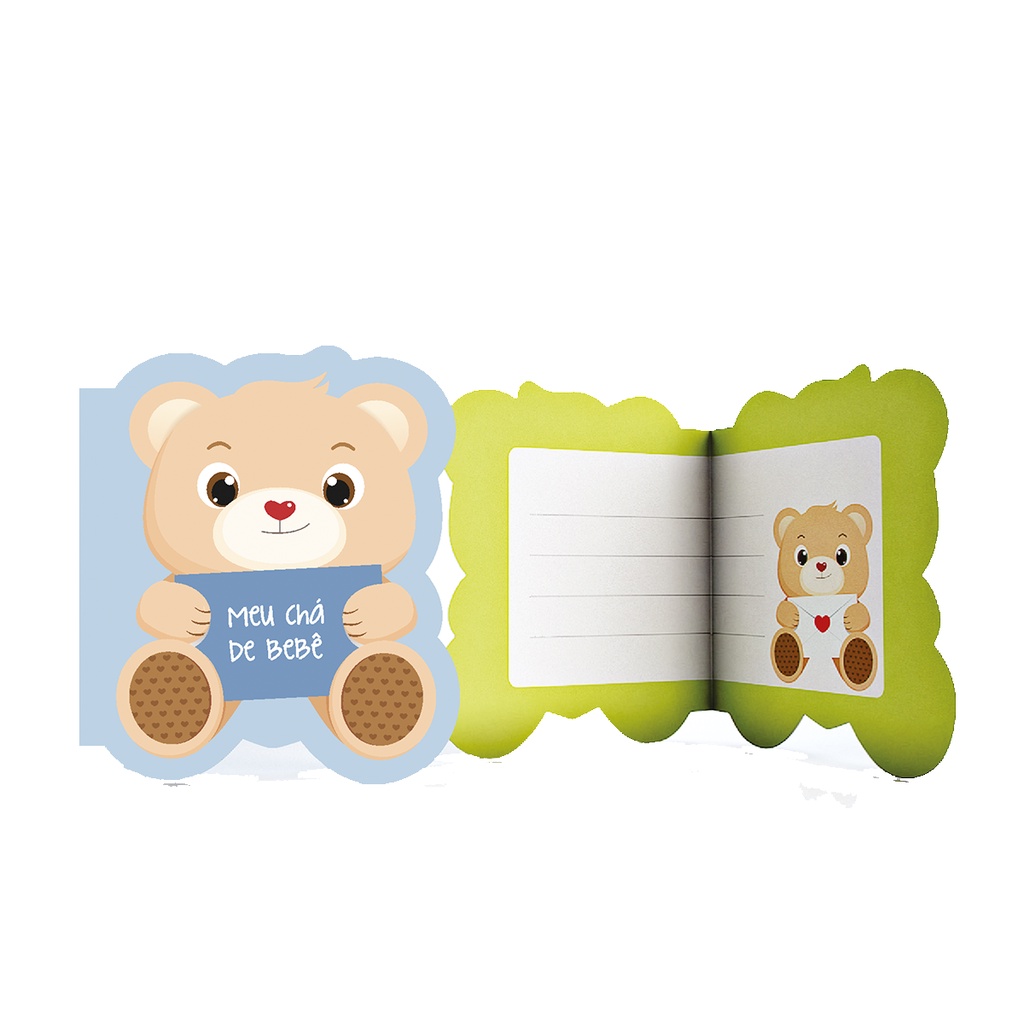 Convite Chá Bebê Ursinho Menino Cb-02 Junco 8und