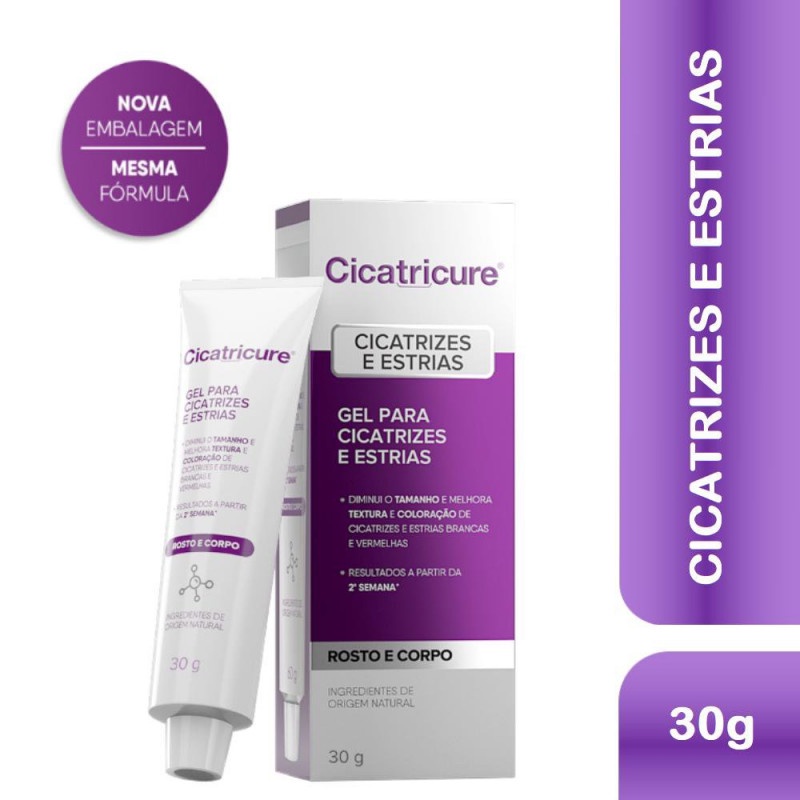 Cicatricure Gel 30g  Tratamento de Estrias, Cicatrizes e Marcas na Pele com Ação Regeneradora