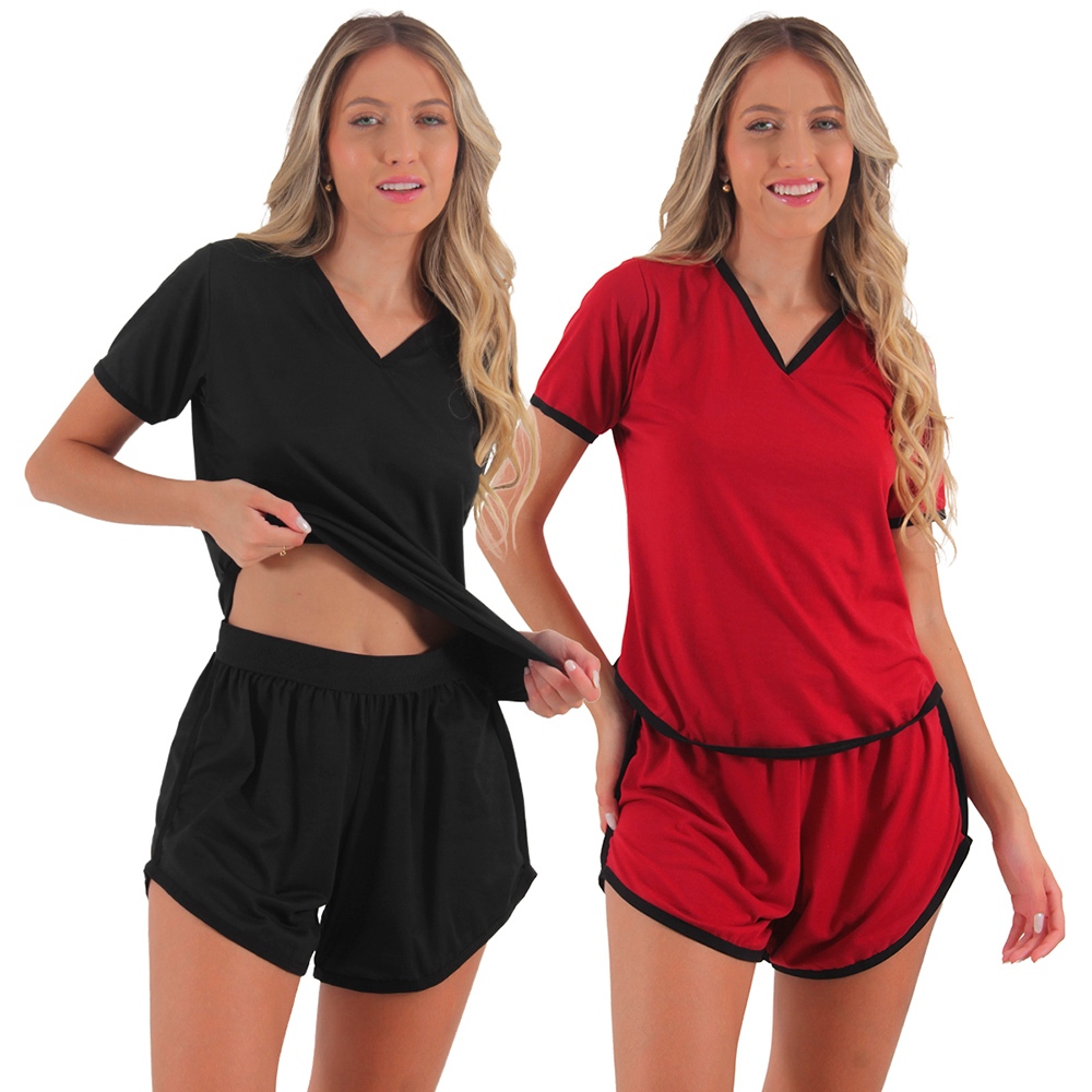 Kit 2 Pijamas Soltinho Lingerie para Dormir Moda Feminina Noite do Pijama
